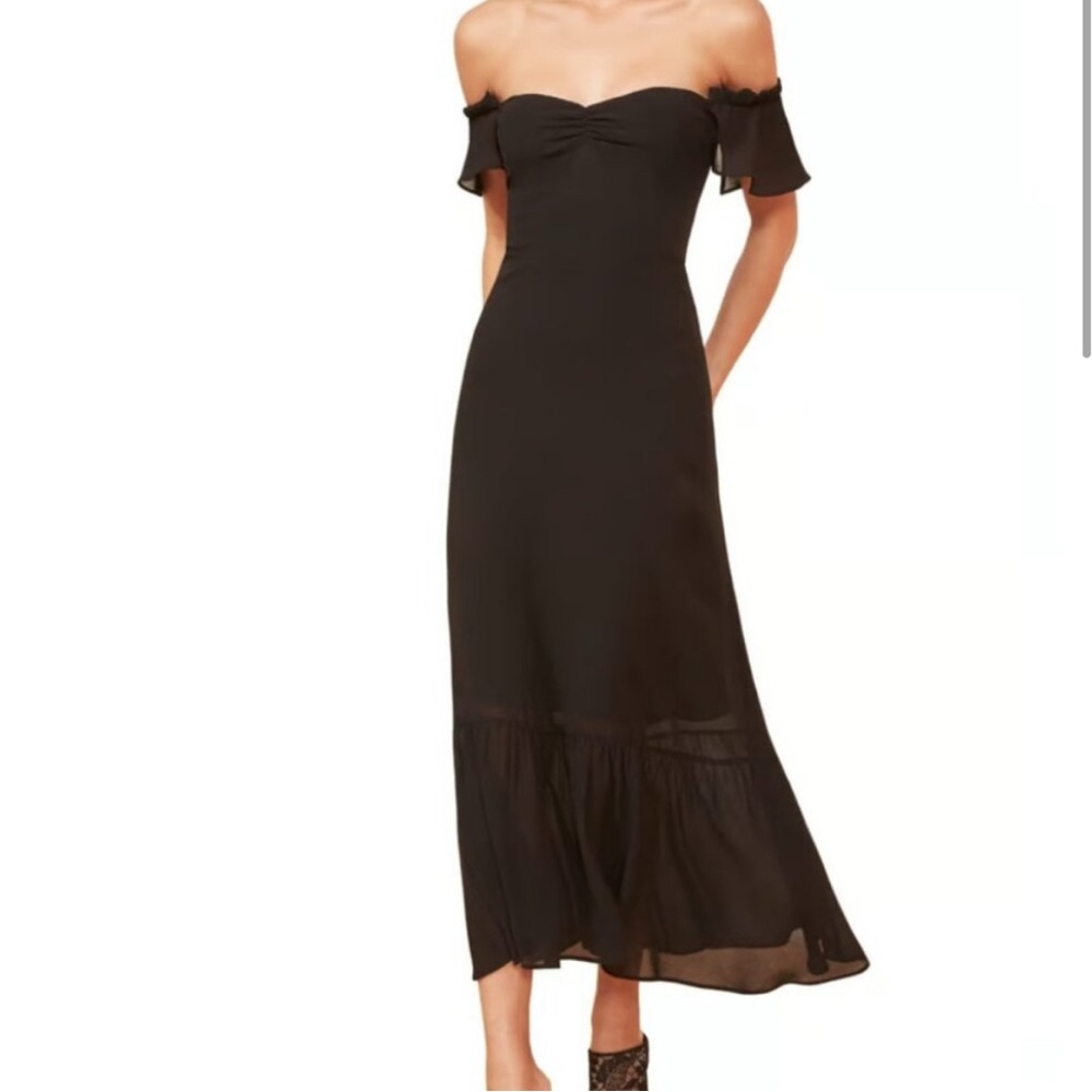 Reformation Black Maxi Dress Ruffles